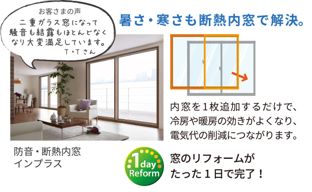 暑さ・寒さも断熱内窓で解決。