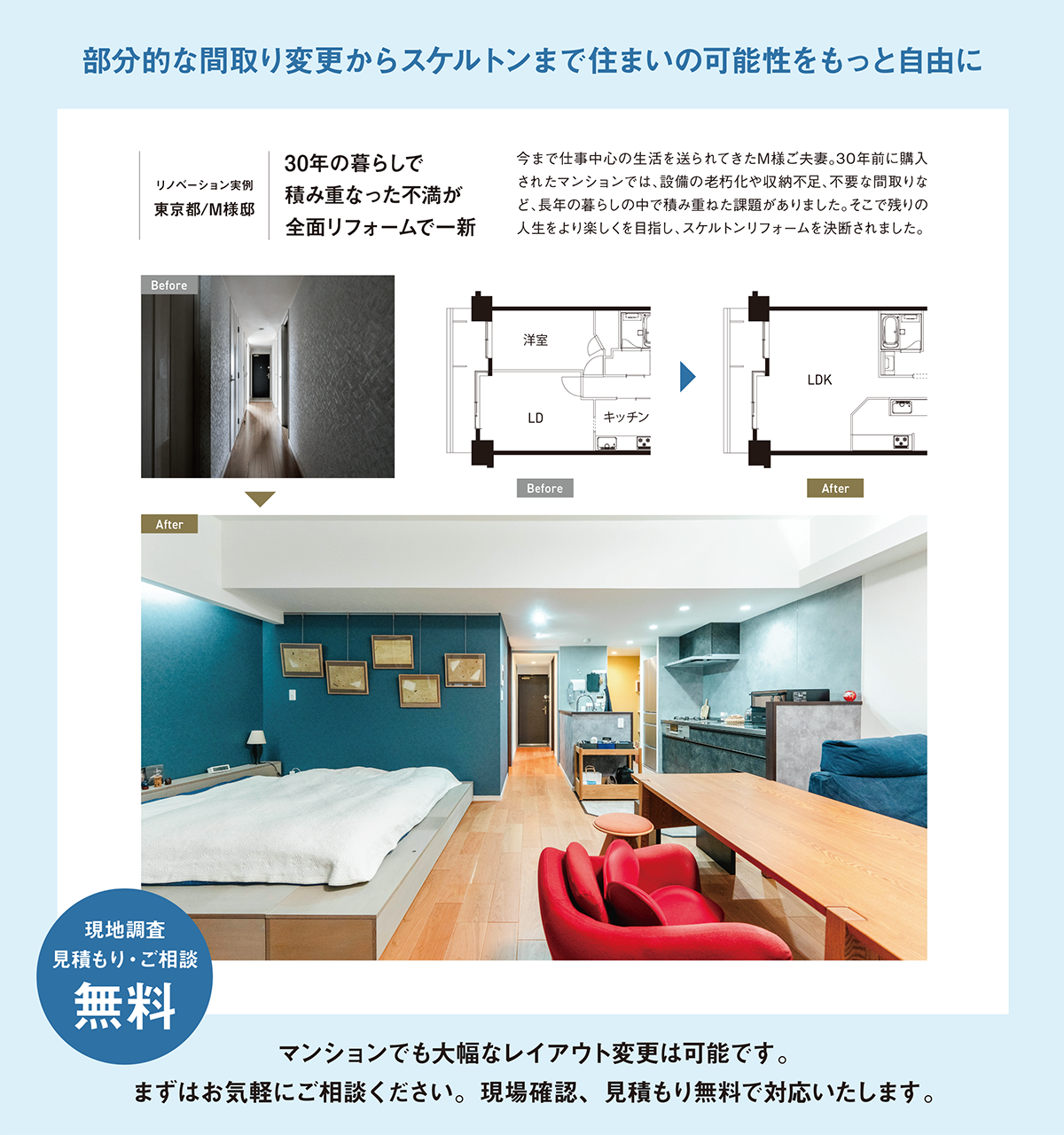 部分的な間取り変更からスケルトンまで住まいの可能性をもっと自由に